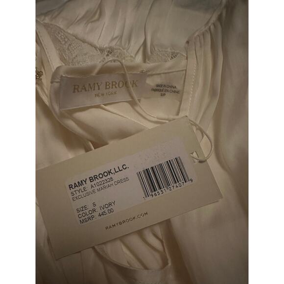 $445 Ramy Brook Mariah Satin Mini Dress Ivory Womens Size S New Bridal Style - Picture 6 of 8